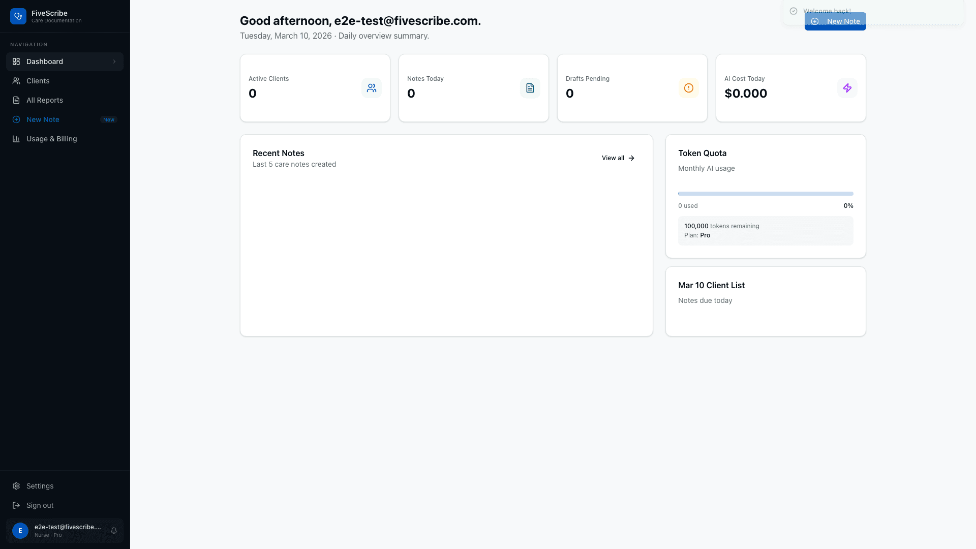 FiveScribe Dashboard